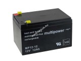 Ólom akku 12V 12Ah (Multipower) típus MP12-12 - VDS-minősítéssel (csatlakozó: F1)