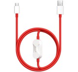 ONEPLUS SUPERVOOC adatkábel 2in1 (Type-C - Type-C, 67W, 8A, gyorstöltő, 120cm, törésgátló, OnePlus Watch töltő) PIROS