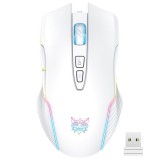 Onikuma CW905S gamer egér, vezeték nélküli, RGB világítás, 3600 DPI, fehér