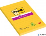 Öntapadó jegyzettömb, 102x152 mm, 90 lap, vonalas, 3M POSTIT 'Super Sticky', sárga