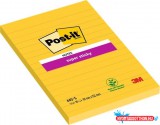 Öntapadó jegyzettömb, 102x152 mm, 90 lap, vonalas, 3M POSTIT "Super Sticky", sárga