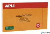 Öntapadó jegyzettömb, 125x75 mm, 100 lap, APLI "Funny", narancssárga
