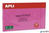Öntapadó jegyzettömb, 125x75 mm, 100 lap, APLI "Funny", pink