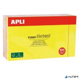 Öntapadó jegyzettömb, 125x75 mm, 400 lap, APLI "Funny", neon