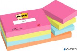 Öntapadó jegyzettömb, 38x51 mm, 12x100 lap, 3M POSTIT 'Poptimistic', vegyes színek
