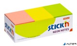 Öntapadó jegyzettömb, 38x51 mm, 12x100 lap, STICK N, neon színek