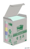 Öntapadó jegyzettömb, 38x51 mm, 6x100 lap, környezetbarát, 3M POSTIT "Nature", vegyes pasztell színek