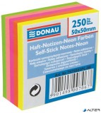 Öntapadó jegyzettömb, 50x50 mm, 5x50 lap, DONAU, neon szín