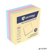 Öntapadó jegyzettömb, 75x75 mm, 400 lap, VICTORIA OFFICE, pasztell
