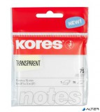 Öntapadó jegyzettömb, 75x75 mm, 75 lap, KORES, áttetsző