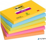 Öntapadó jegyzettömb, 76x127 mm, 6x90 lap, 3M POSTIT, "Super Sticky", Carnival