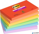 Öntapadó jegyzettömb, 76x127 mm, 6x90 lap, 3M POSTIT "Super Sticky Playful", vegyes színek