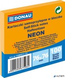 Öntapadó jegyzettömb, 76x76 mm, 100 lap, DONAU, neon narancssárga