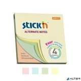 Öntapadó jegyzettömb, 76x76 mm, 100 lap, STICK N, pasztell színek