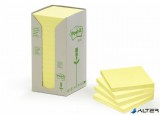 Öntapadó jegyzettömb, 76x76 mm, 16x100 lap, környezetbarát, 3M POSTIT, sárga