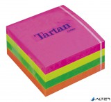Öntapadó jegyzettömb, 76x76 mm, 400 lap, TARTAN, vegyes neon színek