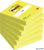 Öntapadó jegyzettömb, 76x76 mm, 6x100 lap, 3M POSTIT, neonzöld