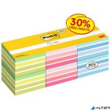 Öntapadó jegyzettömb, 76x76 mm, 6x450 lap, 3M POSTIT, vegyes színek