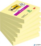Öntapadó jegyzettömb, 76x76 mm, 6x90 lap, 3M POSTIT "Super Sticky", kanári sárga