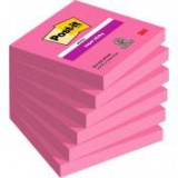 Öntapadó jegyzettömb, 76x76 mm, 6x90 lap, 3M POSTIT "Super Sticky", pink [540 lap]
