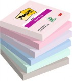 Öntapadó jegyzettömb, 76x76 mm, 6x90 lap, 3M POSTIT Super Sticky Soulful, vegyes színek (LP6546SSOUL)