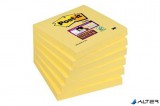 Öntapadó jegyzettömb, 76x76 mm, 90 lap, 3M POSTIT 'Super Sticky', kanári sárga