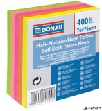 Öntapadó jegyzettömb, 76x76mm, 400lap, DONAU, vegyes neon színek