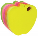 Öntapadó jegyzettömb, alma alakú, 400 lap, DONAU, vegyes neon színek (D7563)