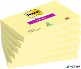 Öntapadó jegyzettömb csomag, 76x127 mm, 6x90 lap, 3M POSTIT "Super Sticky", kanári sárga
