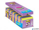 Öntapadó jegyzettömb csomag, 76x76 mm, 24x90 lap, 3M POSTIT "Super Sticky", vegyes