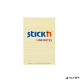 Öntapadó jegyzettömb, vonalas, 152x101 mm, 100 lap, STICK N, pasztellsárga