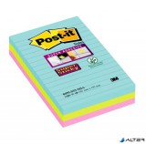 Öntapadó jegyzettömb, vonalas, 3x90 lap, 101x152 mm, 3M POSTIT "Super Sticky Cosmic", vegyes színek