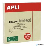 Öntapadó jegyzettömb, "Z", 75x75 mm, 100 lap, APLI "Classic", sárga