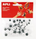 Öntapadó mozgó szem, kör, APLI "Creative", fekete-fehér