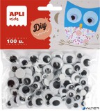 Öntapadó mozgó szem, kör, APLI "Creative", fekete-fehér