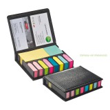 Öntapadós jegyzettömb, jelölők műbőr tartóban