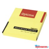 Öntapadós jegyzettömb OPTIMA 75x75mm neon sárga 100 lap