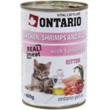 ONTARIO Kitten Konzerv - csirke, rák, rizs és olaj - 400 g