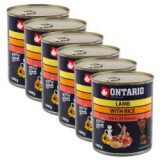 ONTARIO kutyakonzerv, bárány, rizs és olaj - 6x800g