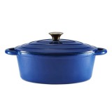 Öntöttvas sütőtál fedővel-kék