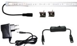 Optonica 150cm-es 19 Wattos, 12 Voltos piros LED átlátszó keskeny alumínium profilban, adapterrel, lengőkapcsolóval (90db 5050 SMD LED)