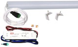 Optonica 150cm-es 19 Wattos, 12 Voltos piros LED szalag, opál, alumínium negyed íves sarok profilban, fix tápegységgel (90db 5050 SMD LED)