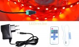 Optonica 1m hosszú 13Wattos, RF távirányítós, mini vezérlős, 12V adapteres piros LED szalag (60db 5050 SMD LED)