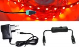 Optonica 2m hosszú 24Wattos, lengő kapcsolós, adapteres piros LED szalag (120db 5050 SMD LED)