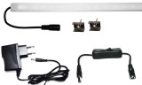 Optonica 75cm-es 9 Wattos, 12 Voltos piros LED, opál, keskeny alumínium profilban, adapterrel, lengőkapcsolóval (45db 5050 SMD LED)