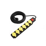 OPTONICA 7614 6-os elosztó gyermekvédelemmel kapcsolóval H07RN3G1.5mm-10M, 16A, 250V, Max3500W, IP44 - SÁRGA + FEKETE