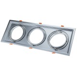 Optonica Beépíthető 3-as keret, kocka, mozgatható, ezüst, 480x180x42mm, AR111