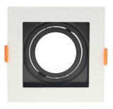 Optonica Beépíthető spot keret, négyzetes, GU10-es foglalat, fehér-fekete belső, MAX 35W, IP20, 102x102x42 mm