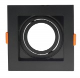 Optonica Beépíthető spot keret, négyzetes, GU10-es foglalat, fekete, MAX 35W, IP20, 102x102x42 mm