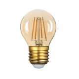 Optonica LED gömb, E27, 4W, 230V, meleg fehér fény, 320lm, ARANYOZOTT FILAMENT - DIMMELHETŐ